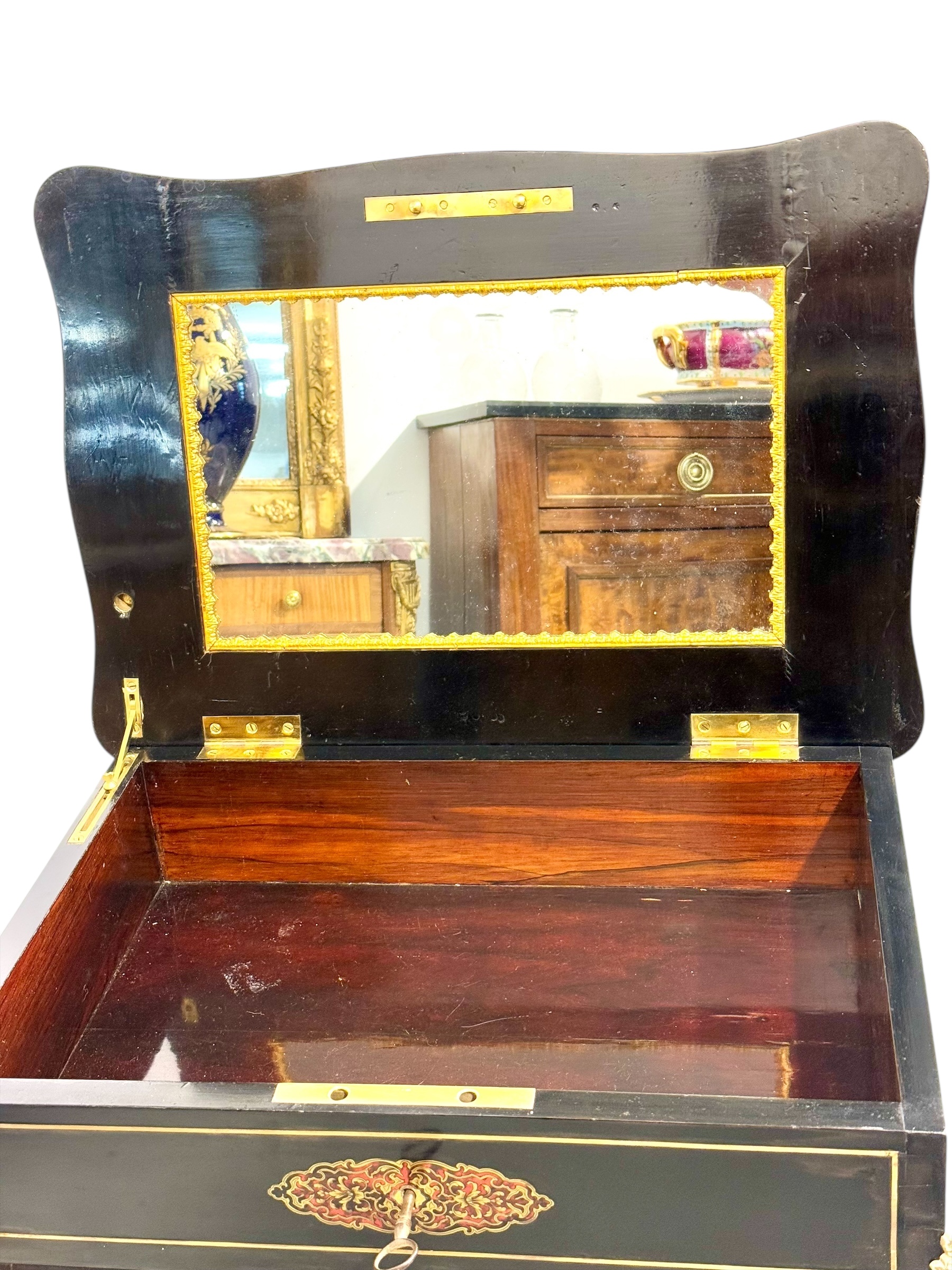 19th Century French Ebonized Vanity Table with Gilt Bronze Mounts