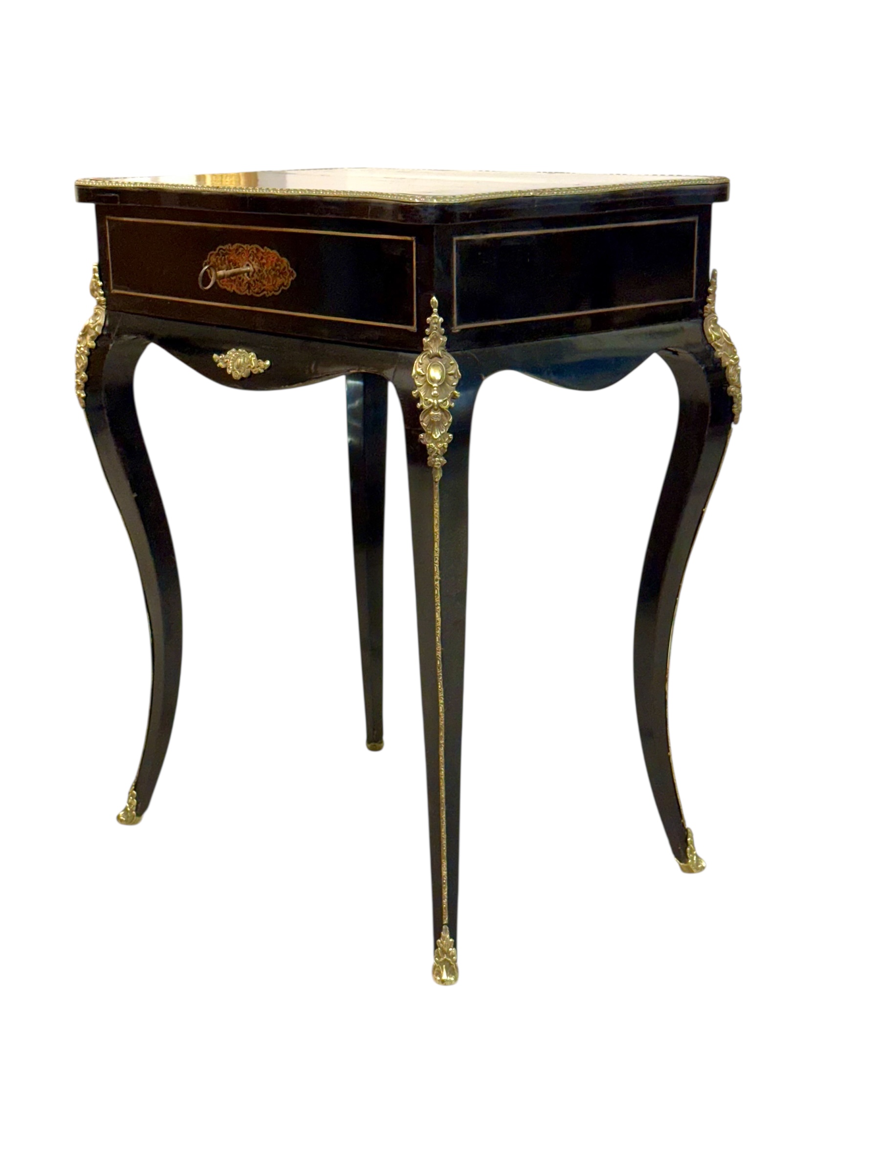 19th Century French Ebonized Vanity Table with Gilt Bronze Mounts