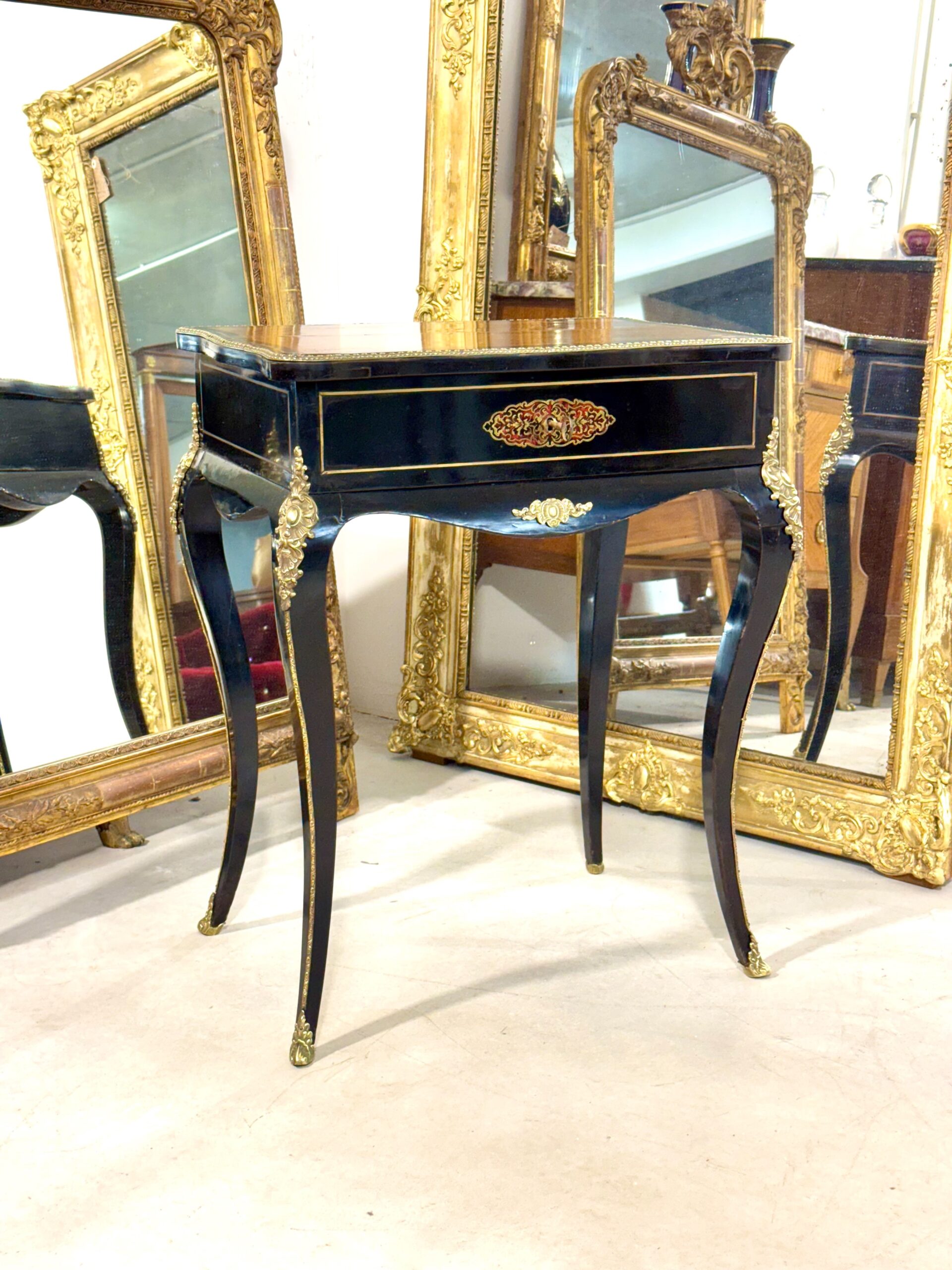19th Century French Ebonized Walnut Vanity Table with Gilt Bronze Mounts - Image 24
