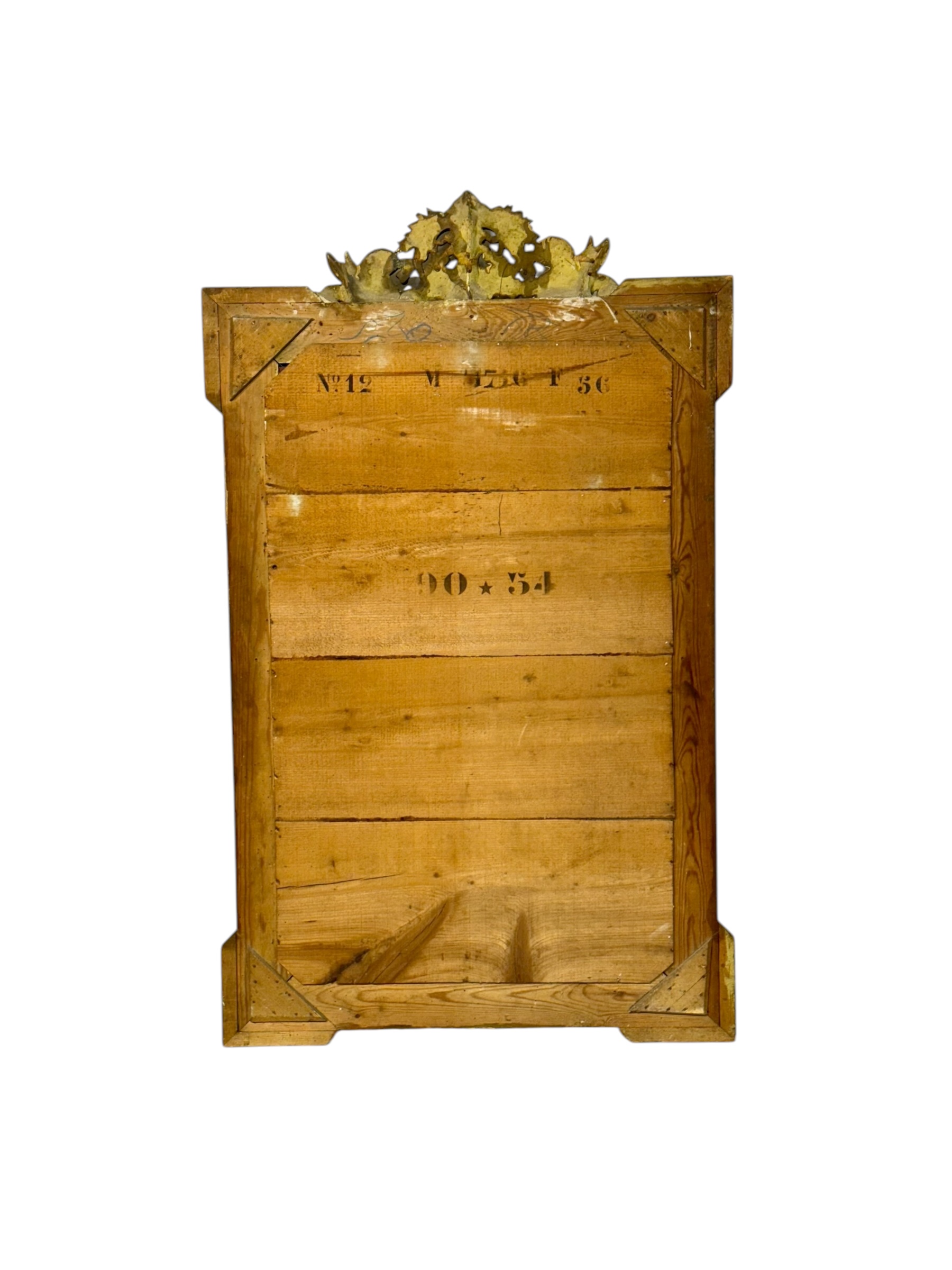 Miroir français en bois doré du XIXe siècle, orné de dauphins et d'un blason, style Louis XVI - Image 12