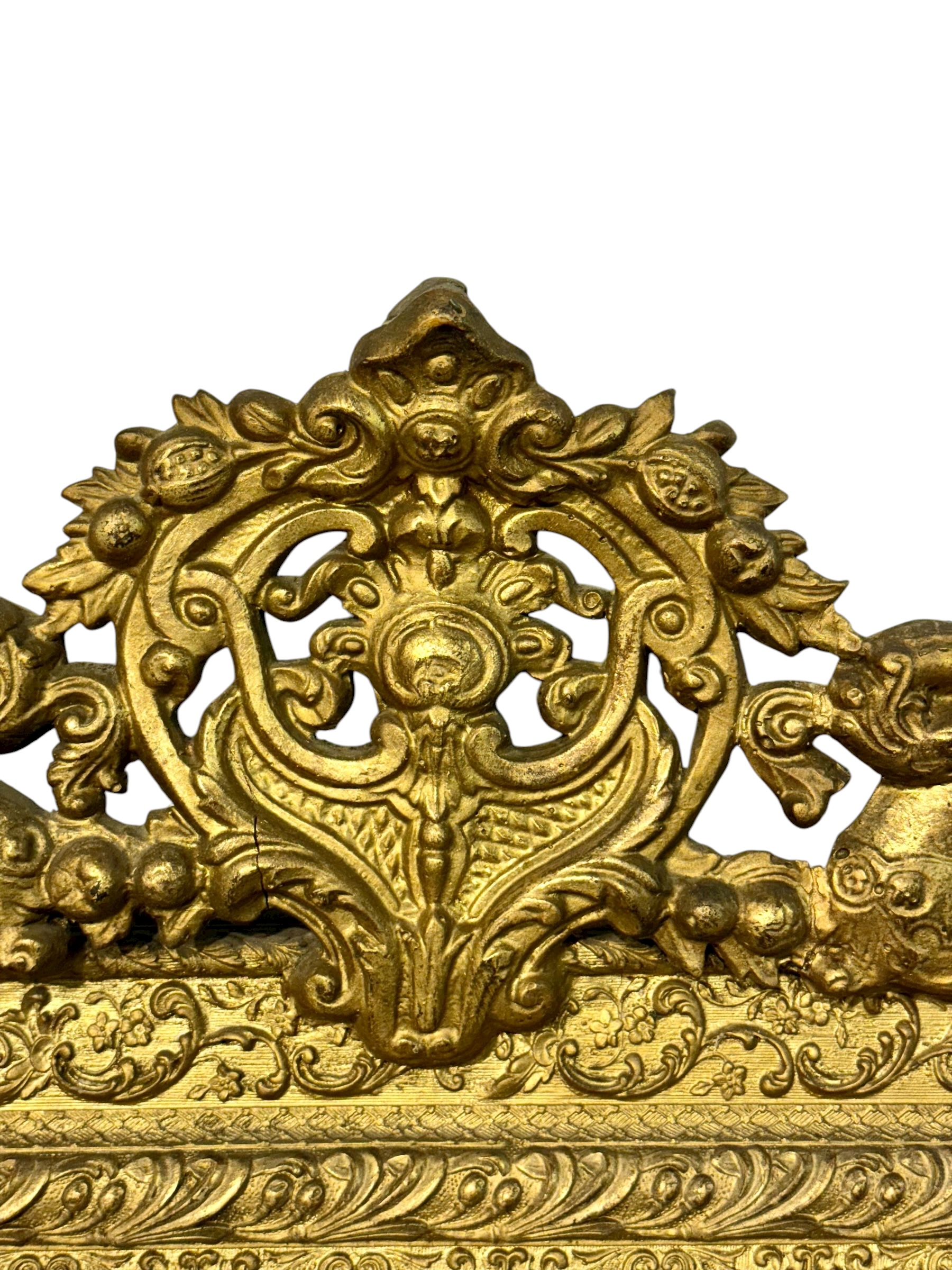 Miroir français en bois doré du XIXe siècle, orné de dauphins et d'un blason, style Louis XVI - Image 8