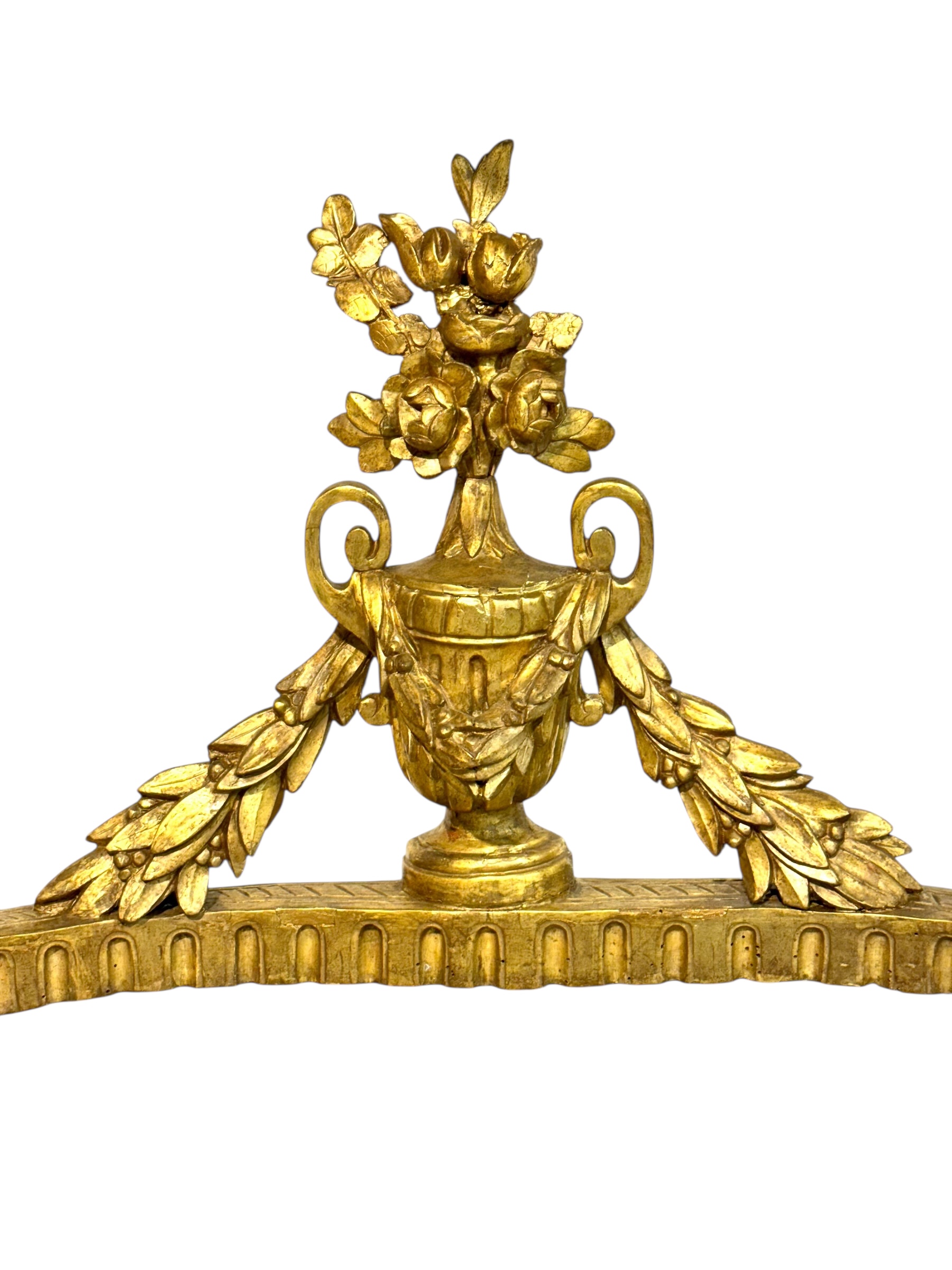 19th Century Louis XVI Giltwood Demi-Lune Console with Carrara Marble Top - Image 3