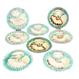 19th Century Set of 8 Longchamp Majolica Oyster Plates