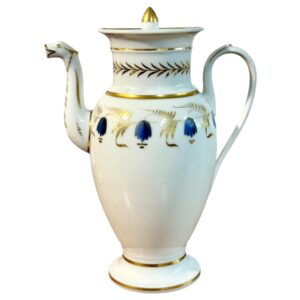 Early 19th-Century Paris Porcelain Coffee Pot with Gilding & Blue Florals