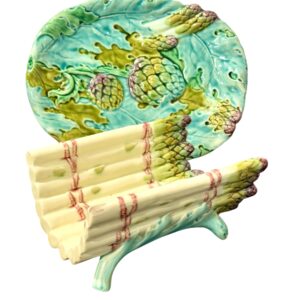 Longchamp Majolica Asparagus Server With Drip Plate, Late 19th Century